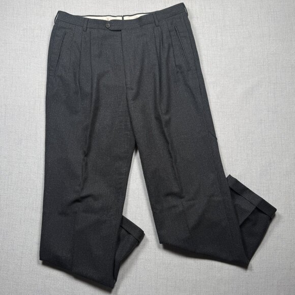 VTG Trussini Suit Set Linea Nuova Wool Blend Gray Pinstripe Two Piece Mens 52 6L - Picture 3 of 14